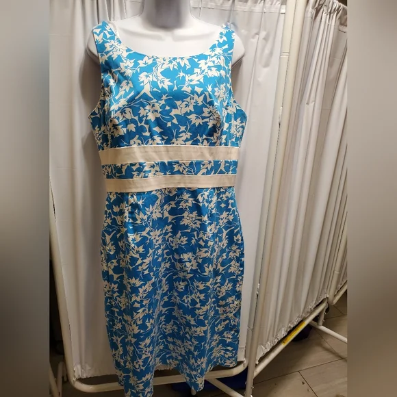 Donna Ricco Dresses | Donna Ricco Floral Sleeveless Dress - Fit And Flare | Color: Blue/White | Size: 14 | Suhmileboutique's Closet